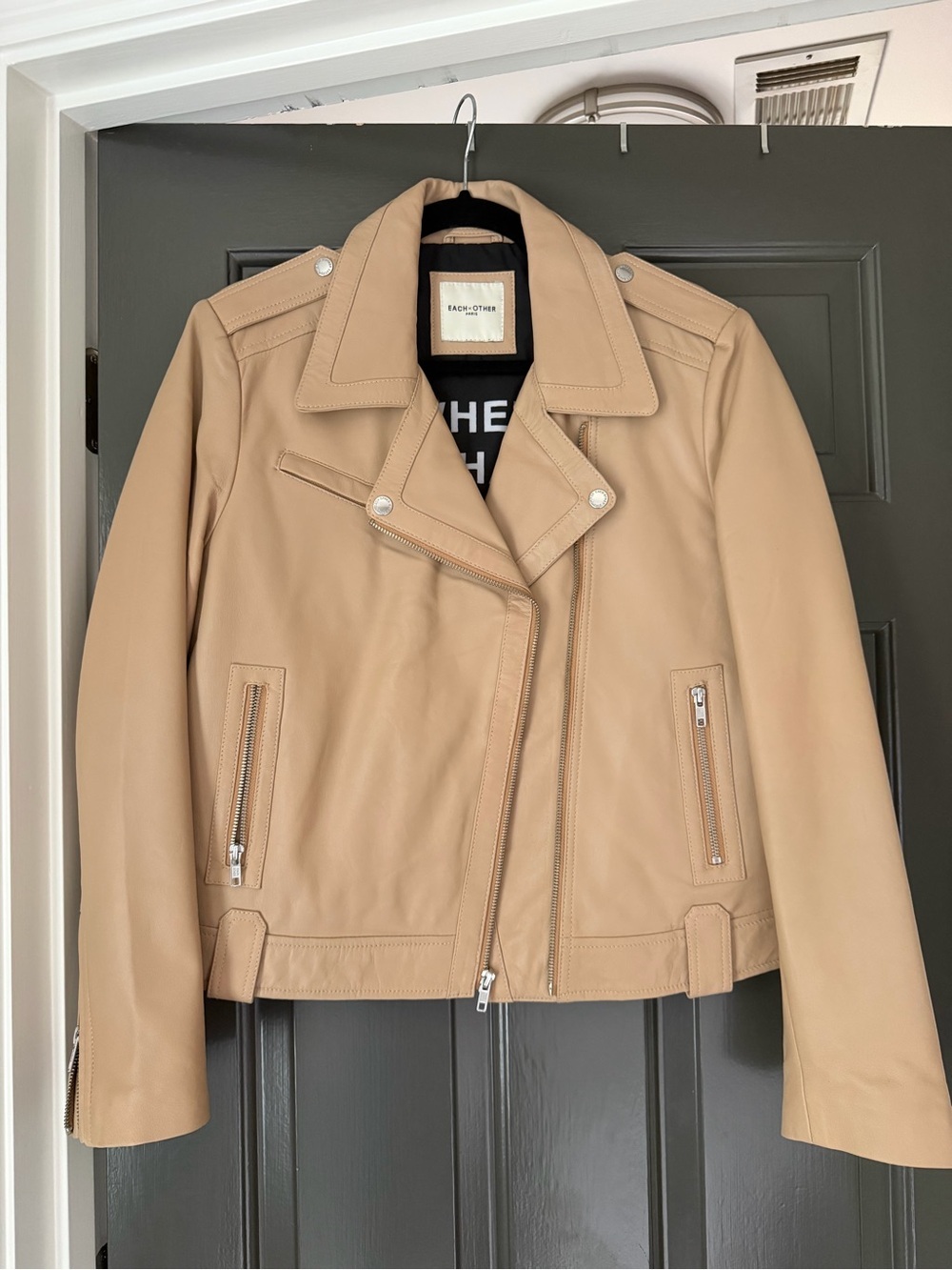 Each x Other Women's Tan Leather Moto Jacket